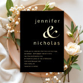 Elegantes Gold Ampersand Black Wedding Folieneinladung