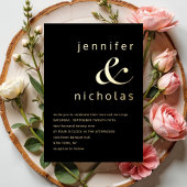 Elegantes Gold Ampersand Black Wedding Folieneinladung