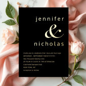 Elegantes Gold Ampersand Black Wedding Folieneinladung