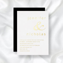 Elegantes Gold Ampersand Black Wedding Folieneinladung