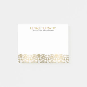 Elegantes Gold an weißer Vintager Spitze Post-it Klebezettel