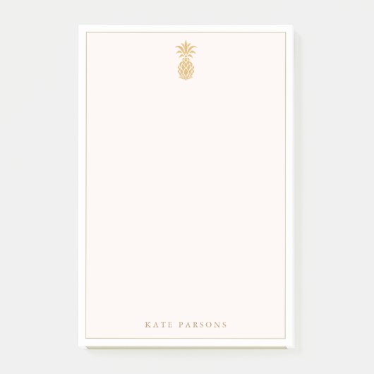 Elegantes Gold Ananas Notepad Post-it Klebezettel (Vorderseite)