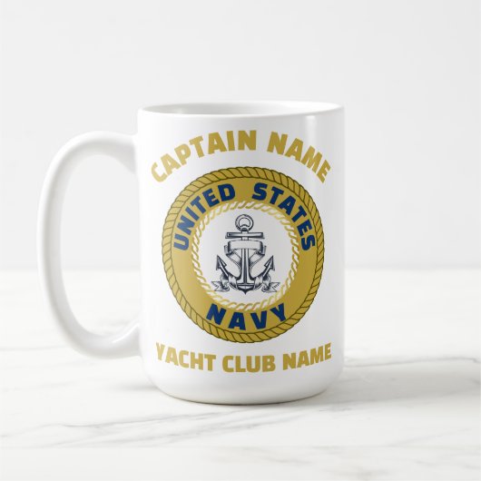 Elegantes Gold Anchor nautische Kapitäne Sommer Kaffeetasse (Links)