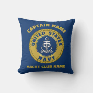 Elegantes Gold Anchor nautische Kapitäne Sommer Kissen