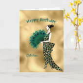 Elegantes Gold Aquamarin Art Deco Karte (Gelbe Blume)