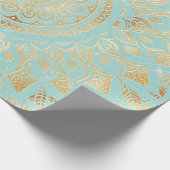 Elegantes Gold Aquamarines Mandala Geschenkpapier (Ecke)