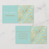 Elegantes Gold Aquamarines Mandala Visitenkarte (Vorne/Hinten)