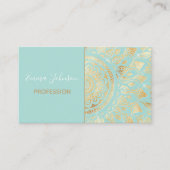 Elegantes Gold Aquamarines Mandala Visitenkarte (Vorderseite)