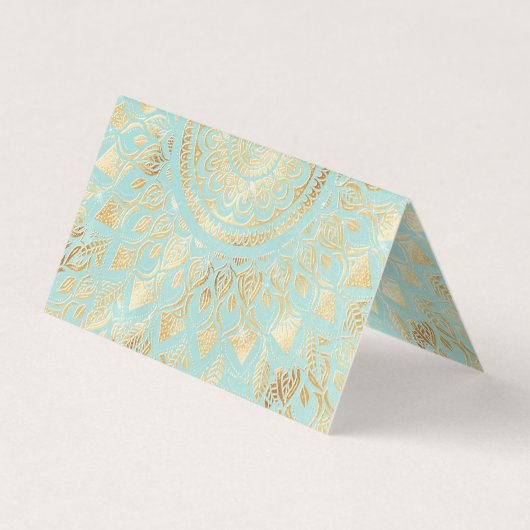 Elegantes Gold Aquamarines Mandala Visitenkarten (Rückseite)