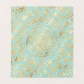 Elegantes Gold Aquamarines Mandala Visitenkarten (Innenseite Aufgefaltet)