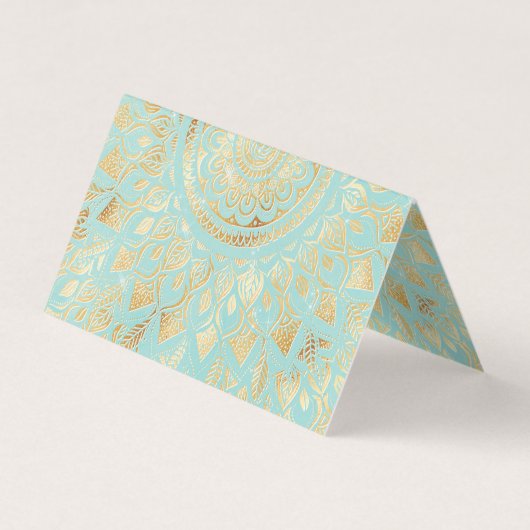 Elegantes Gold Aquamarines Mandala Visitenkarten (Vorderseite)