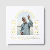 Elegantes Gold Arch Foto für immer im Herzen Gästebuch (Vorderseite)