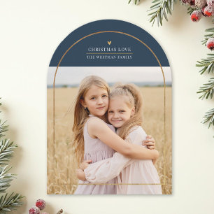 Elegantes Gold Arch Overlay Weihnachts-Liebe-Foto Feiertagskarte