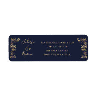 Elegantes Gold Art Deco auf blauer Rücksendeadress