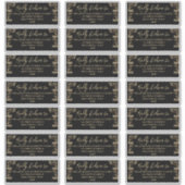 Elegantes Gold Art Deco auf schwarzem Gästeschrift Aufkleber (Vorderseite)