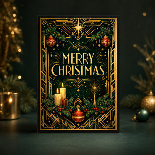 Elegantes Gold Art Deco Frohe Weihnachten