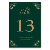 Elegantes Gold Art Deco Hochzeitskizze Tischnummer (Rückseite)