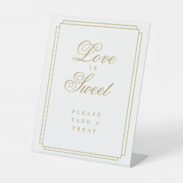 Elegantes Gold Art Deco Liebe ist süß Sockelschild