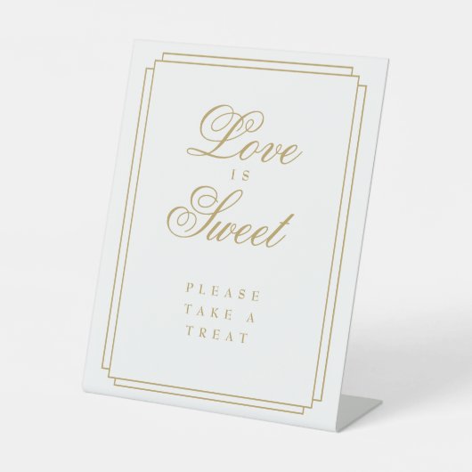 Elegantes Gold Art Deco Liebe ist süß Sockelschild (Vorderseite)