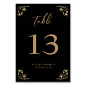 Elegantes Gold Art Decowedding Table Sitchart T Tischnummer (Rückseite)