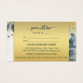 Elegantes Gold Artistic Blätter - Geschenk (Rückseite)