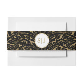 Elegantes Gold auf Black Initialed Wedding Einladungsbanderole