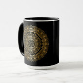 Elegantes Gold auf Black Lotus Henna Mandala Tasse (Vorderseite Links)