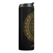 Elegantes Gold auf Black Lotus Henna Mandala Thermosbecher (Nach links gedreht)