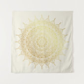 Elegantes Gold auf Cream Floral Henna Mandala Wandteppich (Vorderseite (Horizontal))