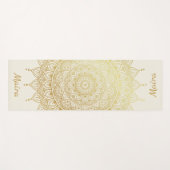 Elegantes Gold auf Cream Floral Henna Mandala Yogamatte (Vorderseite (Horizontal))