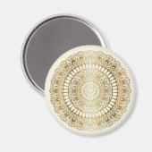 Elegantes Gold auf Cream Lotus Henna Mandala Magnet (Vorderseite/Rückseite)
