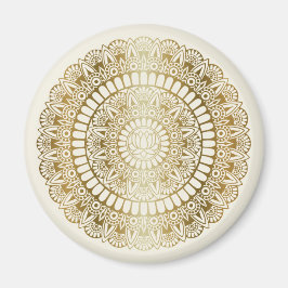 Elegantes Gold auf Cream Lotus Henna Mandala Magnet