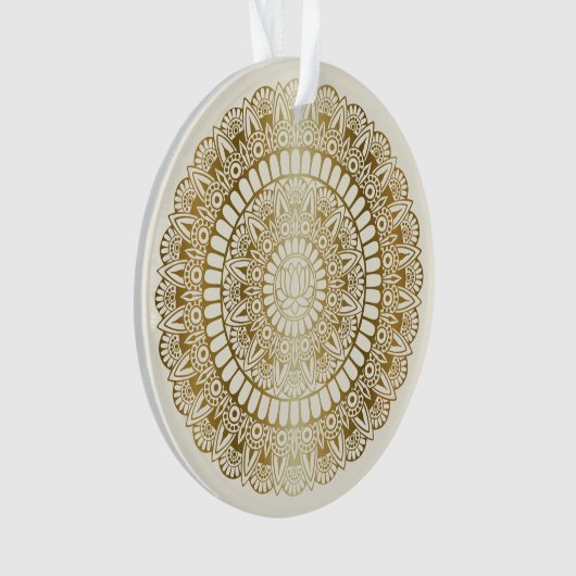 Elegantes Gold auf Cream Lotus Henna Mandala Ornament (Vorderseite)
