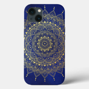 Elegantes Gold auf Deep Blue Floral Henna Mandala Case-Mate iPhone Hülle