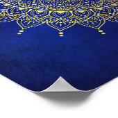 Elegantes Gold auf Deep Blue Floral Henna Mandala Poster (Ecke)