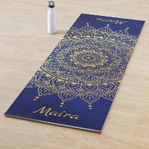 Elegantes Gold auf Deep Blue Floral Henna Mandala
