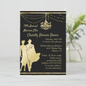 Elegantes Gold auf dem Black Cocktail Party Einlad Einladung (Stehend Vorderseite)