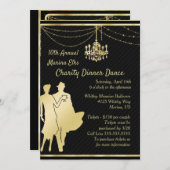 Elegantes Gold auf dem Black Cocktail Party Einlad Einladung (Vorne/Hinten)