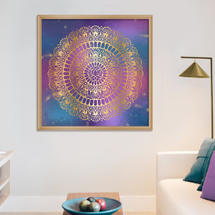 Elegantes Gold auf dem hellen Nebula Lotus Henna M Poster