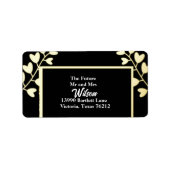 Elegantes Gold auf der Black Wedding Rücksendeadre Adressaufkleber (Vorne)