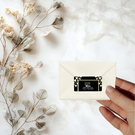 Elegantes Gold auf der Black Wedding Rücksendeadre Adressaufkleber