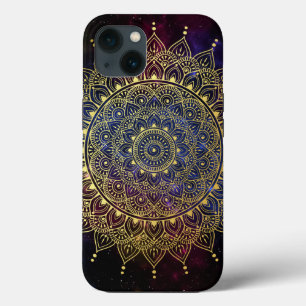 Elegantes Gold auf Dunkelnebel Flora Henna Mandala Case-Mate iPhone Hülle