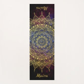 Elegantes Gold auf Dunkelnebel Flora Henna Mandala Yogamatte (Vorderseite)