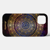 Elegantes Gold auf Dunkelnebel Lotus Henna Mandala Case-Mate iPhone Hülle (Rückseite (Horizontal))