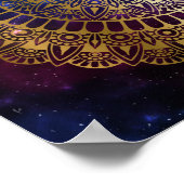 Elegantes Gold auf Dunkelnebel Lotus Henna Mandala Poster (Ecke)