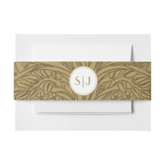 Elegantes Gold auf Gold initialisiert Hochzeit Einladungsbanderole (Vorderseite Beispiel)