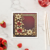 Elegantes Gold auf Red Poinsettia Frame Decoupage Serviette (Beispiel)