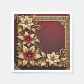 Elegantes Gold auf Red Poinsettia Frame Decoupage Serviette (Vorderseite)