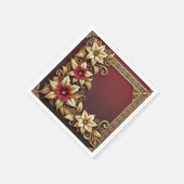 Elegantes Gold auf Red Poinsettia Frame Decoupage Serviette (Ecke)