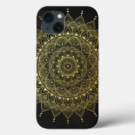 Elegantes Gold auf sanften schwarzen Flora Henna M Case-Mate iPhone Hülle